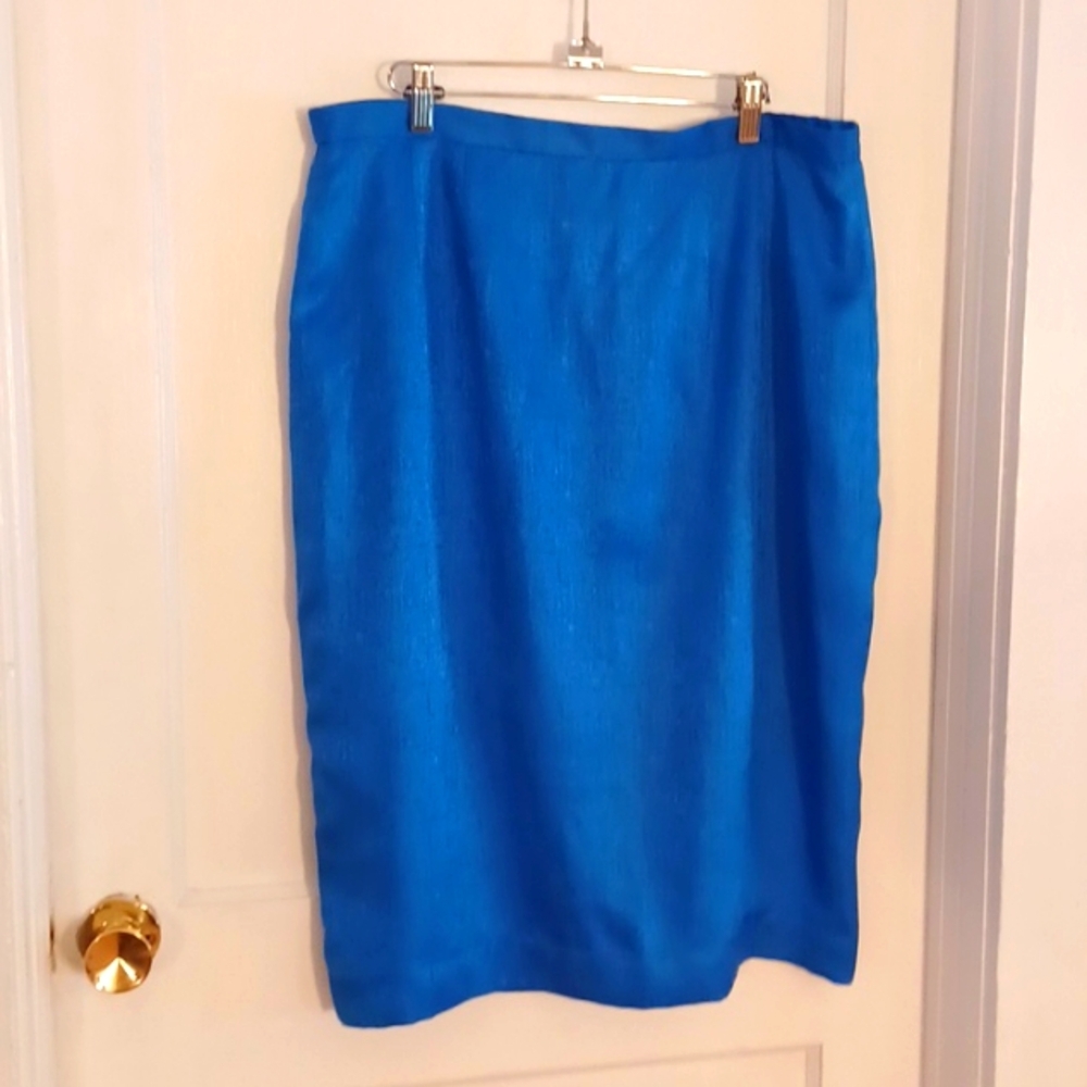 Vintage silk skirt lined skirt women's size 18 blue